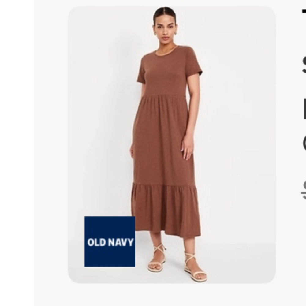 Old Navy tiered Midi Dress in Baked Bronze